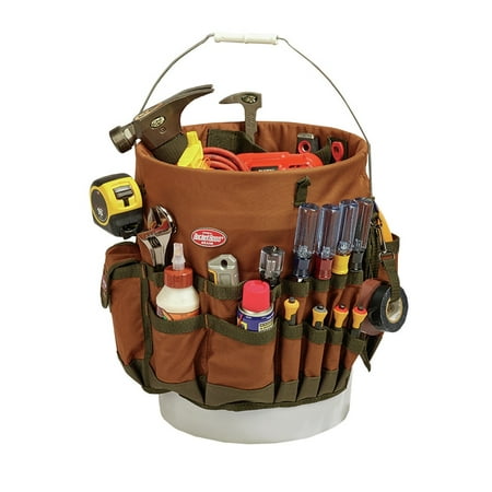 Pocket Tool Organizers - Bucket Boss 5-Gallon Bucketeer 30 Pocket Bucket Tool Organizer, Brown, 10030