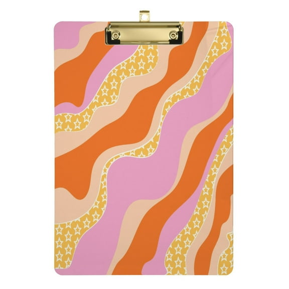 Acrylic Clipboards Pink and Orange Print A4 Standard Size Clipboard 12.5" X 9" Clip Board for Office School Teacher Women Men