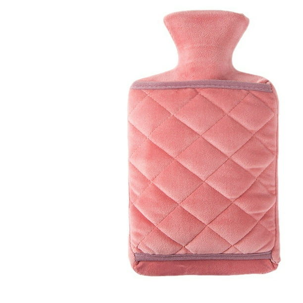Botella de agua caliente con tapa para aliviar el dolor, bolsa de agua caliente para terapia fría y caliente, botella de agua caliente clásica (rosa)