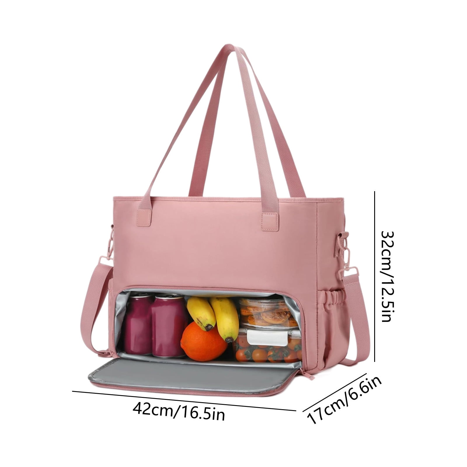 Insulated Lunch Bag for Women, 15.6 Inch Laptop Tote with Large Compartment, Waterproof Work Tote Bag with Side Pockets for Nurse, Teacher, Office, Commute, Professional Lunch Box Cooler Bag