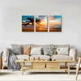 thumbnail image 2 of Abstract Ocean Beach Sunset Wall Art,Hieng Art,Sea Landscape Wall Art,Beach Sun Raise Photo,Canvas Wall Art 3 Pieces,3pcs Per Set Living Room Wall Picture (A-3pcs,12"x16"x3pcs), 2 of 5