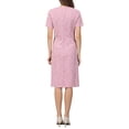 thumbnail image 3 of INSPIRE CHIC Women's Tweed Dress Button Decor Short Sleeve Elegant Work Sheath Dress L Pink, 3 of 5