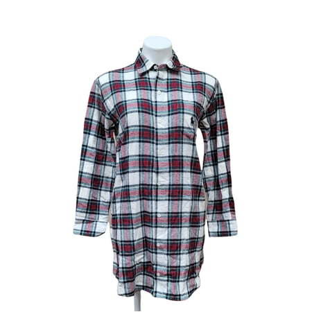 POLO RALPH LAUREN Ivory/Plaid Women's Brushed Twill His Shirt, US Medium, NWOT