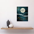 thumbnail image 2 of Large Full Moon Seascape Golden Algae Wave Foam Unframed Wall Art Print Poster Home Decor Premium, 2 of 4