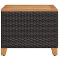 thumbnail image 3 of vidaXL Garden Table Black 45x45x37 cm Poly Rattan Acacia Wood, 3 of 5