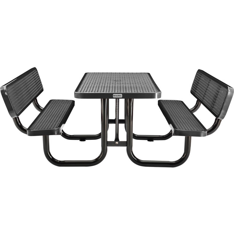 6' Rectangular Outdoor Expanded Metal Picnic Table With Backrests ...