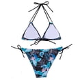 thumbnail image 5 of 2 Piece Swimsuit for Women Vintage V Neck Tie Back Bikini Top Bathing Suits Modest Swimwear with Bottom, 5 of 6