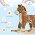 thumbnail image 5 of Qaba Rocking Horse Plush Animal on Wooden Rockers with Sounds, Wooden Base, Baby Rocking Chair for 36-72 Months, Brown, 5 of 10