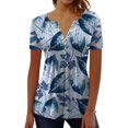 thumbnail image 2 of Qiopertar Tunique Basique à Manches Courtes Imprimée Col en V Froncée Corset Plissé Blouses Grandes Économies de Vacances! à Moins de 5$ jusqu'à 90 % de Réduction, 2 of 5