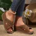 thumbnail image 2 of HAJWOH Womens Orthopedic Sandals Arch Support Flat Wedge Sandals Wide Width Non Slip Slip on Sneakers Vacation Beach 2026 New Orthopedic Shoes Brown 42, 2 of 4