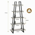 thumbnail image 2 of Bookshelf 5 Tier Industrial Wood, Tall Open Rustic Etagere Bookcase Ladder, Standing Display Shelves for Home Living Room Bedroom Office Storage, Light Grey Oak, 2 of 5