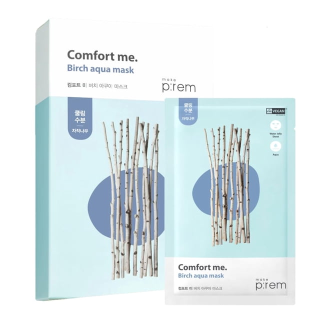 HACER P:REM Consuélame. Birch Aqua Mask Mascarilla facial coreana para hombres y mujeres Mascarilla facial refrescante e hidratante Sin fragancia artificial 10 hojas