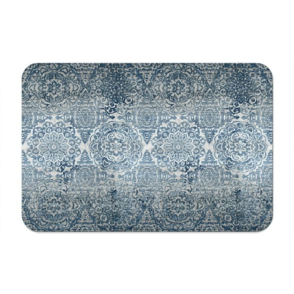 qynspngs Bohemian Vintage Blue Flowers Bath mats