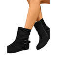 thumbnail image 6 of Women's Suede Ankle Boots, Low Stacked Heel Slip On Booties, Comfortable Fall Winter Boots with Buckle Detail for Casual Dress, 6 of 6