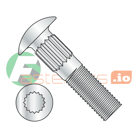 

5/16-18 x 2 1/2 Ribbed Neck Carriage Bolts / Steel / Zinc (Quantity: 500 pcs)