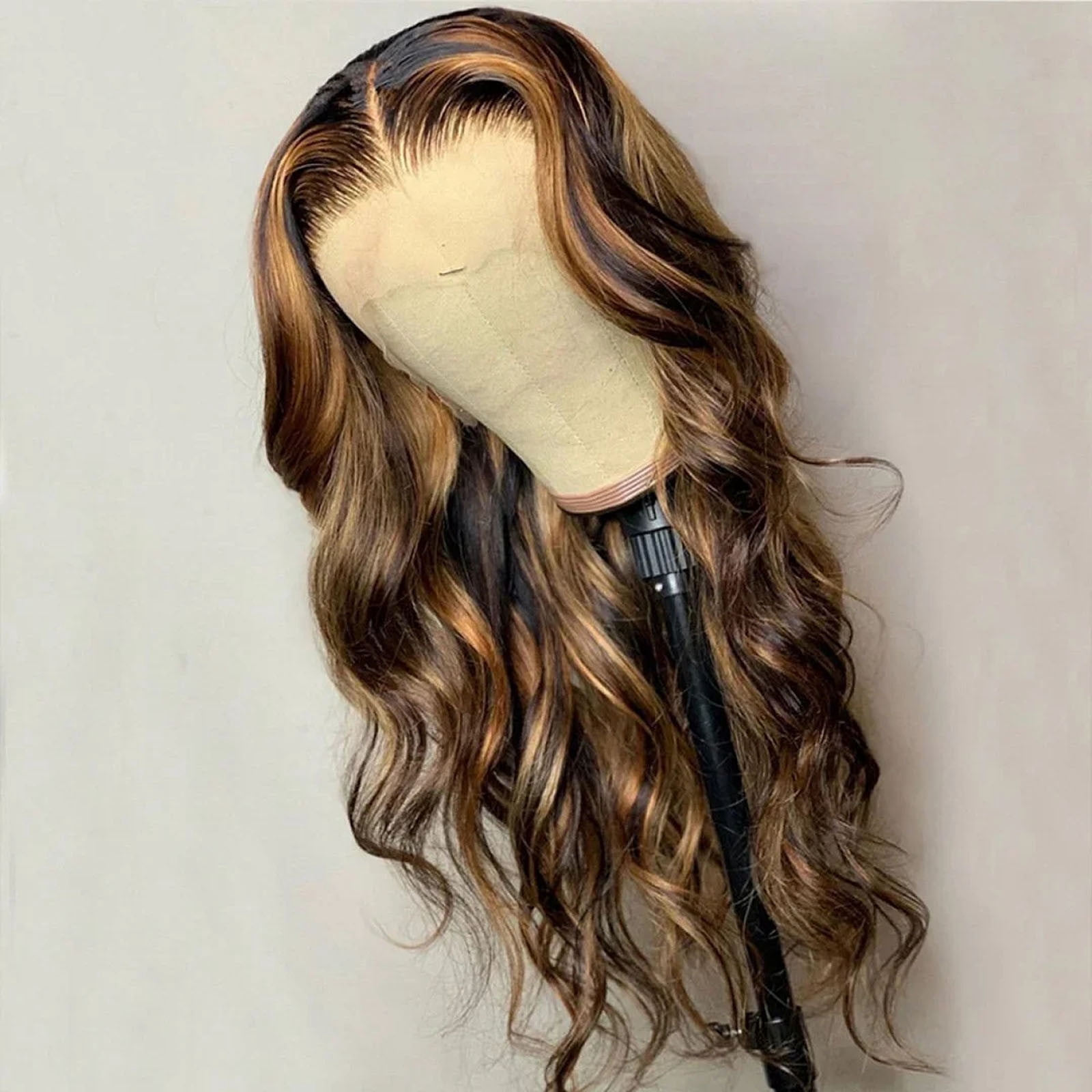 OugPiStiyk Body Wave Lace Front Wigs Long Brown 28 inches HD Lace Frontal Wigs Pre Plucked Density Honey Blonde Synthetic Body Wave Wig Sunkissed Highlight Natural Looking