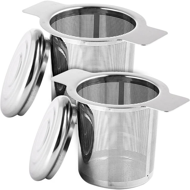 SURJDE 2 Pcs Tea Infuser, Stainless Steel Tea Strainer Fine Mesh Tea Infuser Tea Steeper with Handle Tea Basket Infuser Tea Infuser for Loose Tea Steeper Fits Teapots Mugs
