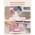 thumbnail image 4 of VEVOR Play Kitchen for Kids, Wooden, Kids Kitchen Playset with Real Lights & Sounds, Food & Cookware Accessories, Pretend Play Toy Set, Range Hood, Microwave, for Toddlers, Girls & Boys Ages 3-8,Pink, 4 of 9