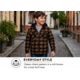 thumbnail image 4 of TrailCrest by Treel Kids Hooded Fleece Jacket – Warm Zip Up Plaid Coat with Pockets, Checkered Winter Outerwear, Brown & Black Plaid, 7/8, 4 of 8