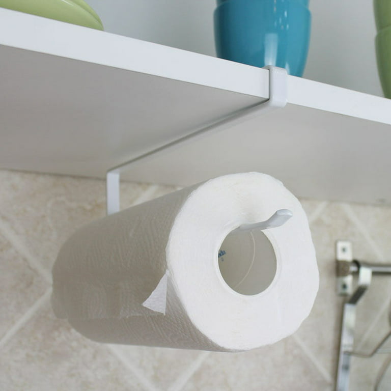 Usmascot Paper Towel Holder Dispenser Under Cabinet Paper Roll Holders (No Drilling) for Kitchen Bathroom Hanging Paper Towel Rack Hanger Over The Doo