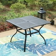 thumbnail image 2 of 5-Piece Outdoor Patio Dining Set, All-Weather Metal Steel Furniture with Stacking Chairs & Square Table with Umbrella Hole, Black, 2 of 10