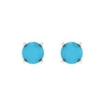 thumbnail image 3 of 2.0 Ct Round Cut Studs Blue Turquoise 18K Rose Solid Solid Gold Everyday Dainty Earrings Push Back, 3 of 7