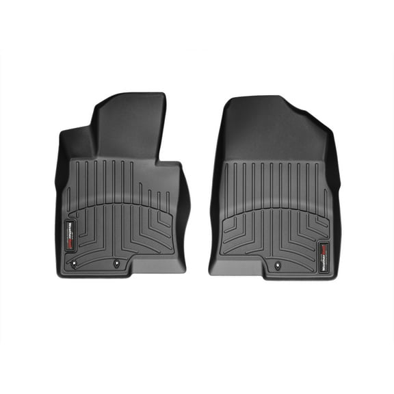 WeatherTech Custom Fit FloorLiners compatible with Sonata Hybrid, Optima, Sonata - 1st Row (Driver & Passenger), Black