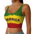 thumbnail image 2 of Yoga Vest Women Gym Sports Crop Tops Jamaica Flag Streetwear Workout Breathable Tank Top Female, 2 of 7