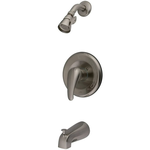 Kingston Brass KB1638LL Robinet de Baignoire et de Douche avec Poignée Levier Simple Legacy, Nickel Satiné
