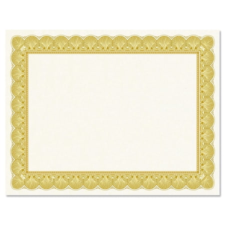 Current Gold Certificate on White Parchment Paper, Set of 25, 8-1/2" x 11" on 60 lb. text parchment paper, Laser and inkjet printer compatible, Printed in the USA