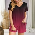 thumbnail image 2 of Zekutng Two Piece Sets for Women 2PC Gradient Casual Home Two-Piece V-Neck Top with Pocket Shorts Set,Sizes S-2XL, 2 of 6