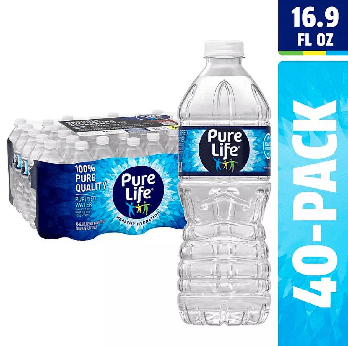 Pure Life Purified Water, 40 Pack Bottled Water, 16.9 fl. oz