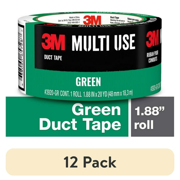 (12 pack) 3M Duct Tape, Green, Multi Use, 1.88 in x 20 yd, 1 Roll