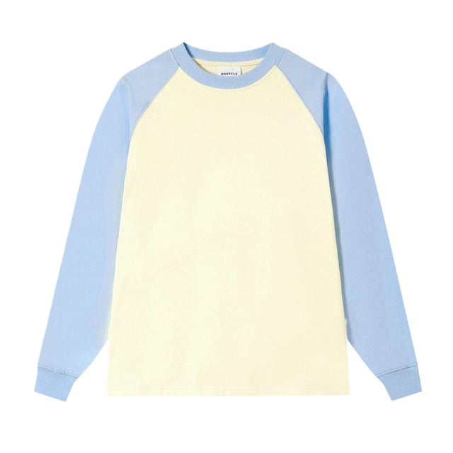 LUOGENLI Male T-shirts for Mens Male off Shoulder Contrasting Color Raglan Sleeve T Shirt Base Shirt T-shirts for Men Graphic Tee Funny Summer Clothes Light Blue S