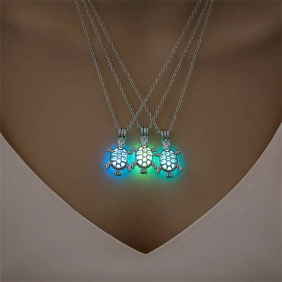 Jacenvly 2024 Necklaces For Women Luminous Hollow Out Turtle Necklace Luminous Stone Sea-Turtle Necklace For Women Wonderful Gift Gifts For Her Blue