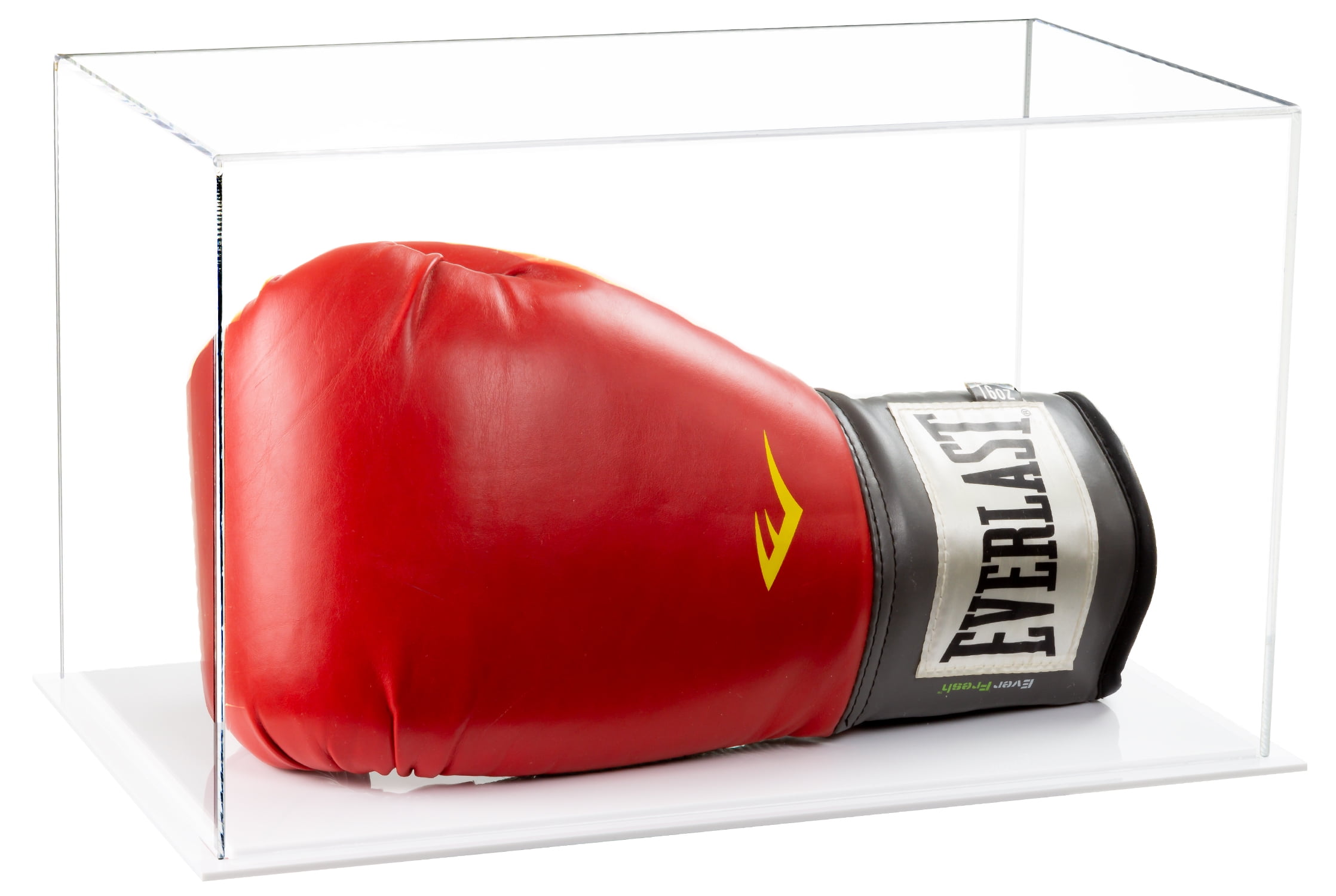 Clear Acrylic Single or Double Boxing Glove Display Case with White