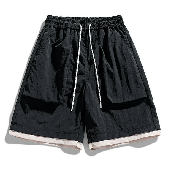 lkfuzj Men's Spring Summer Casual Comfy Fashion Solid Shorts Regular Elastic Waist Polyester Outdoor Daily Beach