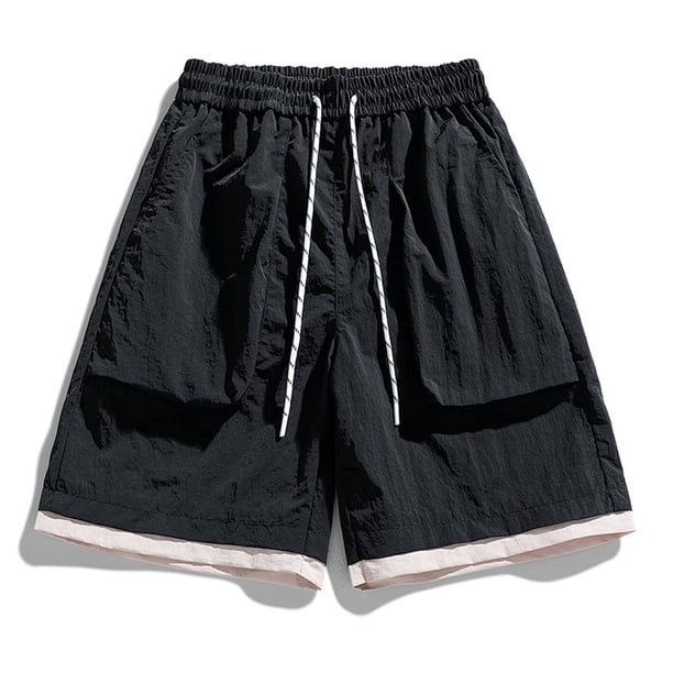 pstuiky Pantalones cortos deportivos para hombre, Pantalones cortos casuales cómodos de moda para hombre, de color liso, con cintura elástica regular, para playa
