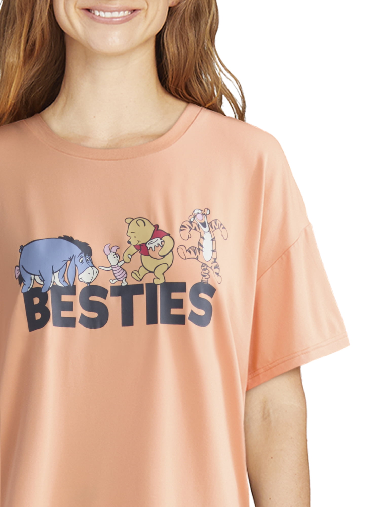 Winnie the Pooh Women's and Women’s Plus Oversized Tee and Pants Pajama Set, 2-Piece, Sizes XS-3X