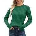 thumbnail image 7 of Women's Classic Cable Knit Pullover Sweaters Casual Solid Color Jumpers Cozy Fall Outfits Green XL, 7 of 7