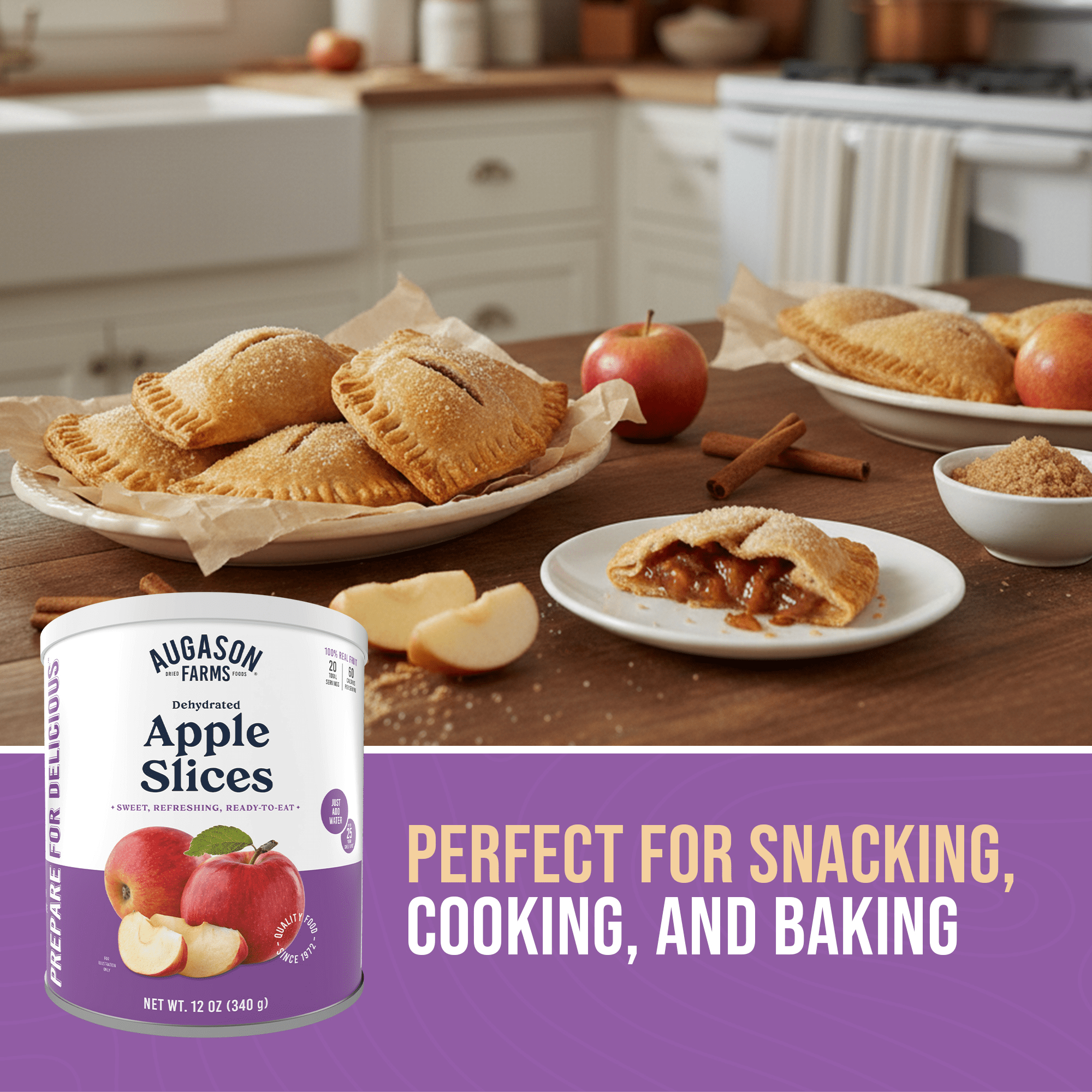 Augason Farms Dehydrated Apple Slices Can - Gluten Free Survival Food with Long Shelf Life - Dehydrated Emergency Food Supply for Camping, Prep & Everyday Meals - 20 Servings