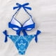 thumbnail image 5 of Traje de Baño de Tres Piezas para las Mujeres de Moda Casual Corbata Sexy Cintura Alta Cristal Beach Bikini Set, Poliéster, 5 of 9