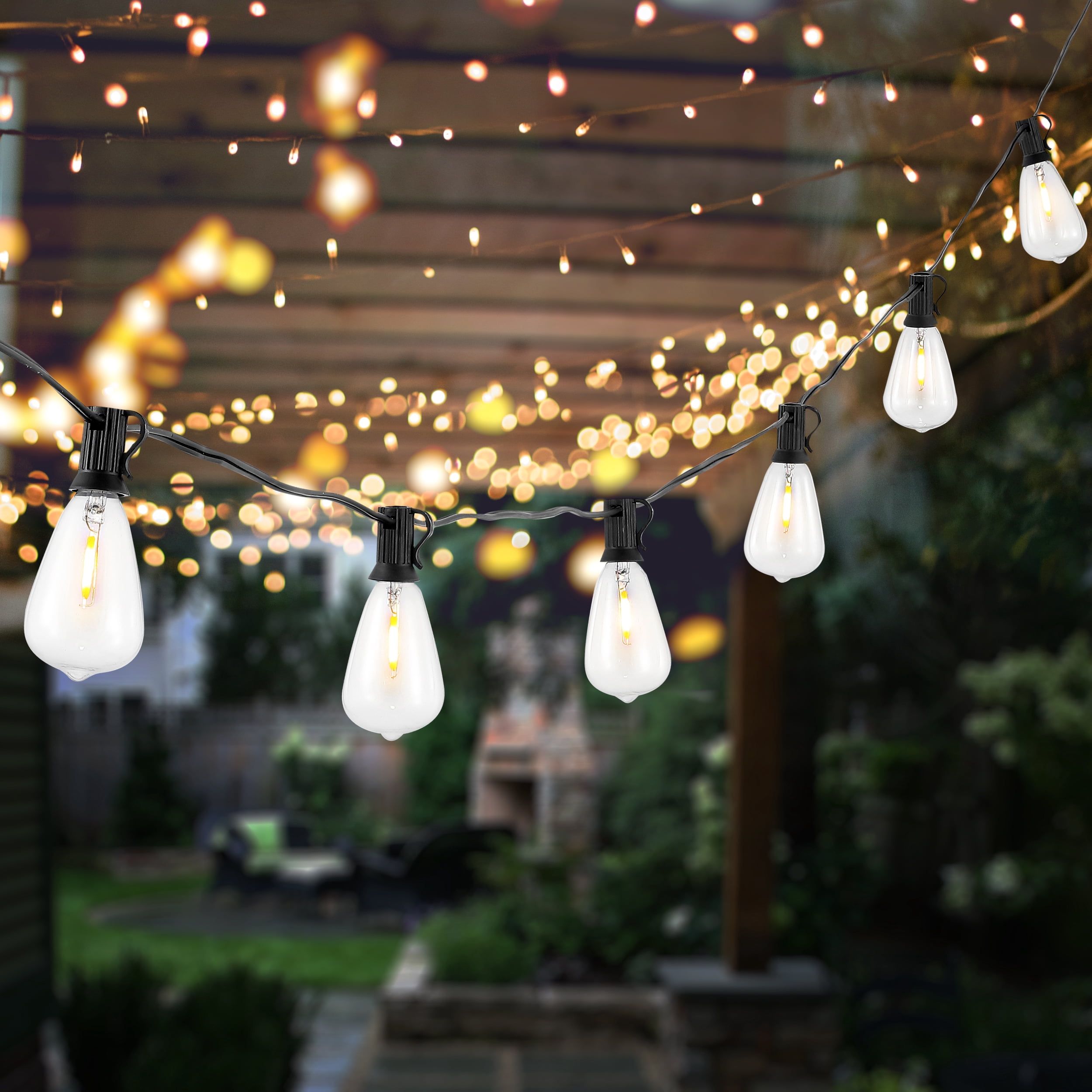 SAFAVIEH Dorcia 10-Light ST38 Black Metal Outdoor String Light