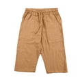 thumbnail image 6 of YMNXA Kids Boys Girls Capri Pants Drawstring Elastic Waist Solid Color Lightweight Loose Fit Stretchy Trousers For Casual Daily Wear,Khaki,7-8 Years, 6 of 7
