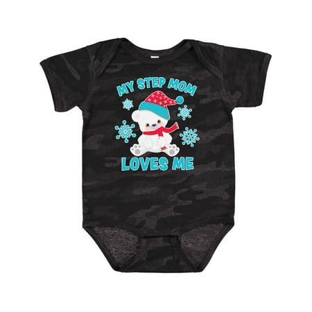

Inktastic Polar Bear My Step Mom Loves Me in Santa Hat with Snowflakes Gift Baby Boy or Baby Girl Bodysuit