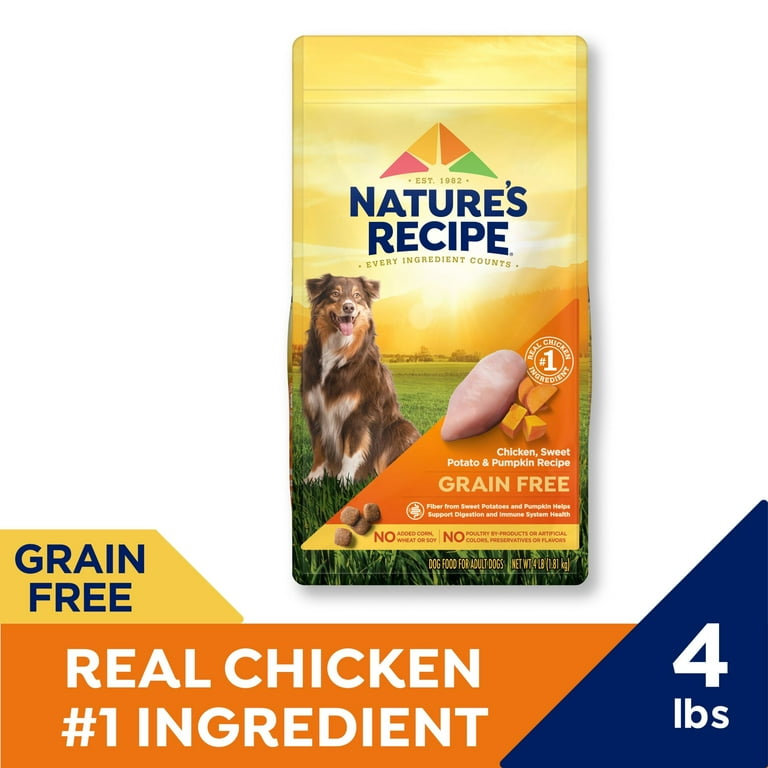 Nature s Recipe Grain Free Chicken Sweet Potato Pumpkin Recipe Dry Dog Food 4 lb. Bag