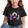 thumbnail image 2 of Spazoro Big Boys Girls Shirts Tee, Crew Neck Short Sleeve Graphic T-Shirts Cute Print Casual Summer Tops for Unisex Black Size 7 T, 2 of 7