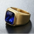 thumbnail image 2 of QQTDFG Men Women Blue Stone Rings Gold Plated Stainless Steel Wedding Fashion Party-Silver Blue-12, 2 of 8