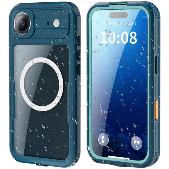 for iPhone Air Waterproof Case Compatible with MagSafe, Magnetic Waterproof Full Body IP68 Underwater Case Built-in Screen Protector Military Grade Shockproof Phone Cover with Lanyard