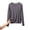 Gray, variant on QSAWXQZ Women's Modal Printed Pajama Top Crew Neck Polka Dots Long Sleeves Reffle Hem Relaxed Sleep Tee Lounge Top for Summer 4XL